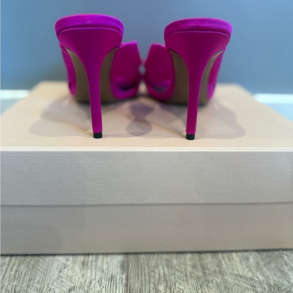 Alexandre Birman Kasey Satin Mule Vibrant Pink Heels - Picture 7 of 11